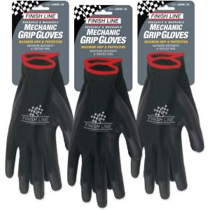 image:imageFinish Line Mechanic Grip Gloves for Bicycles LatexFree Gloves with TactileEnhancing Coating Textured Palm for Superior Grip Breathable Upper Fabric Keeps Hands Cool and Dry  Large 3 Pack